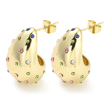 Real 18K Gold Plated Brass Micro Pave Cubic Zirconia Stud Earrings EJEW-I300-12A-1