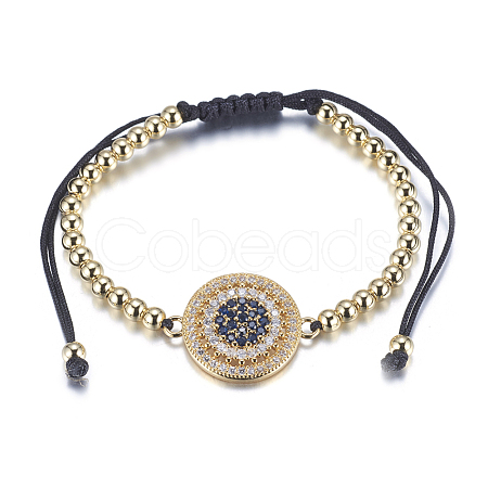 Adjustable Brass Braided Beaded Bracelets BJEW-F282-29G-RS-1