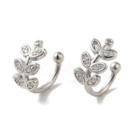 Rack Plating Brass Micro Pave Cubic Zirconia Cuff Earrings EJEW-R162-46P-1