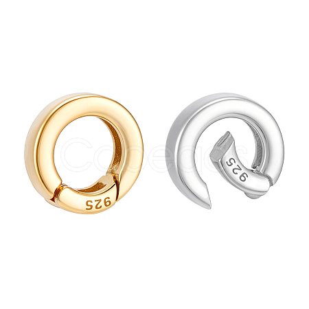 2Pcs 2 Colors 925 Sterling Silver Spring Gate Rings with 925 Stamp STER-PH0004-27C-1