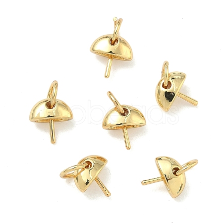 Half Round Brass Cup Pearl Peg Bails Pin Pendants KK-G555-08G-1