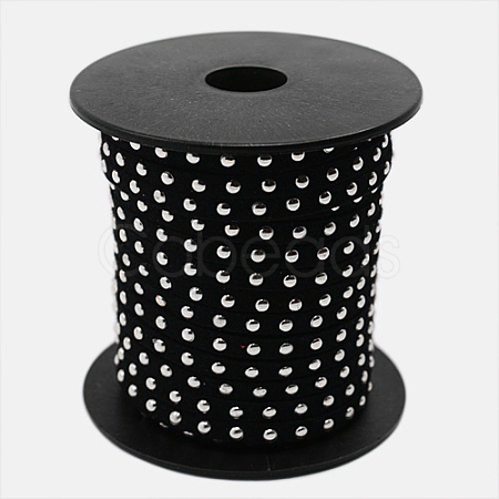 Silver Aluminum Studded Faux Suede Cord LW-D004-01-S-1