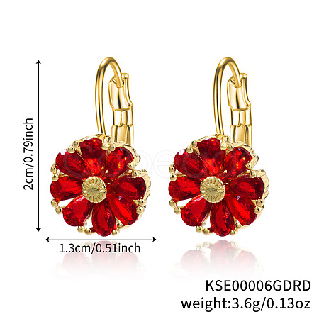 Brass Flower Hoop Earrings JJ3056-8-1