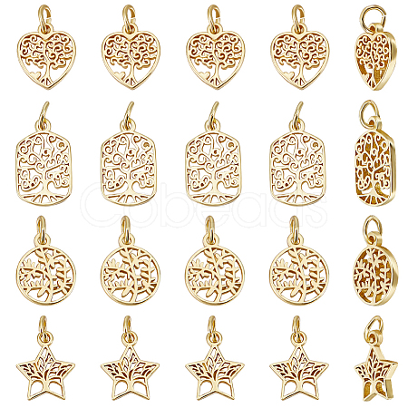 24Pcs 4 Style Rack Plating Brass Charms KK-BBC0009-10-1
