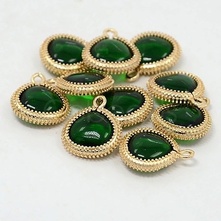 Real 18K Gold Plated Brass Glass Pendants GLAA-J043-01G-1