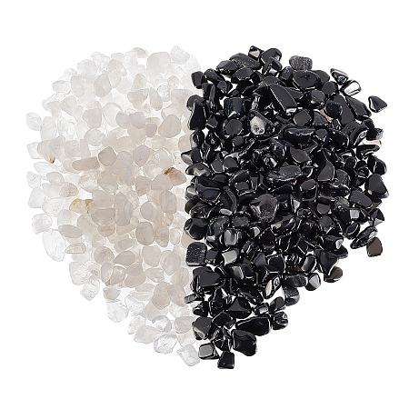 800G 2 Style Natural Quartz Crystal & Obsidian Beads G-CA0001-39-1