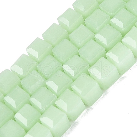 Imitation Jade Glass Beads Strands GLAA-R041-8x8mm-B04-1