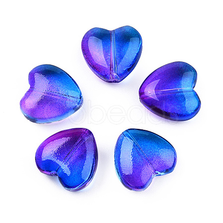 Transparent Spray Painted Glass Beads X-GLAA-N035-030-G01-1