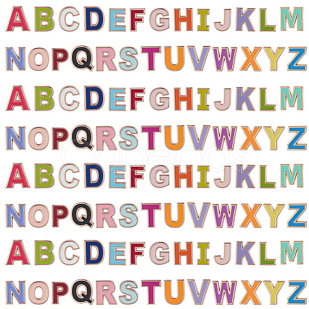 4 Bags Alloy Enamel Alphabet Beads ENAM-SC0007-70-1