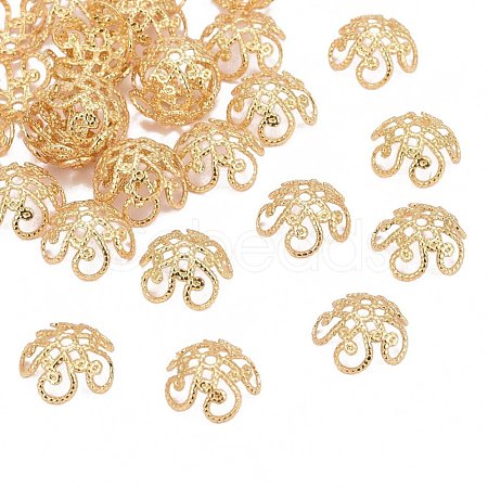 Flower Brass Fancy Bead Caps KK-P032-01-NR-1