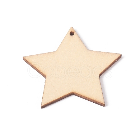 Unfinished Natural Poplar Wood Pendants WOOD-E010-05-1
