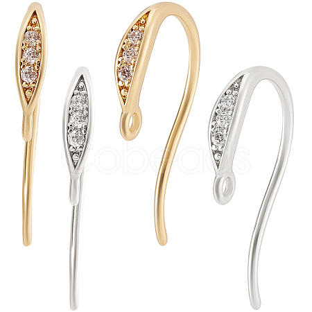 8 Pairs 2 Colors Brass Earring Hooks KK-BBC0008-12-1