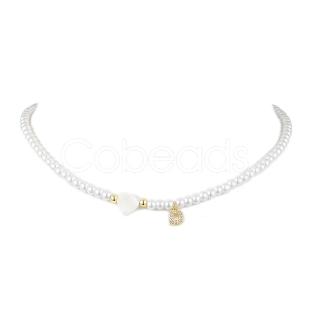 Brass Micro Pave Grade AAA Cubic Zirconia Letter Pendant Necklaces NJEW-JN04771-04-1