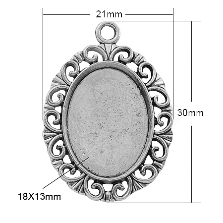 Tibetan Style Pendant Cabochon Settings TIBEP-R099-AS-LF-1