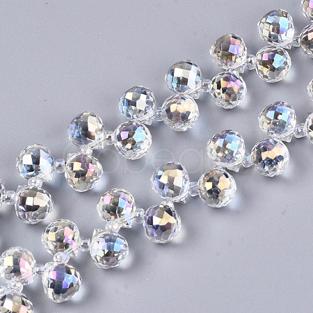 Transparent Glass Beads Strands GLAA-T006-14F-1