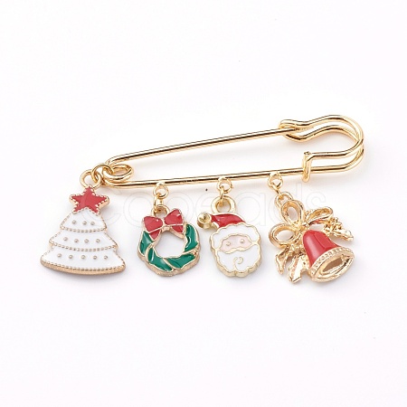 Christmas Theme Brass Safety Brooch X-JEWB-BR00046-03-1