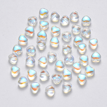 Transparent Spray Painted Glass Beads GLAA-R211-02-D02-1