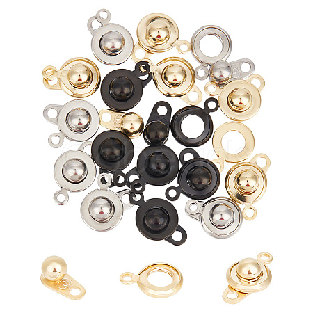 18 Sets 3 Colors 201 Stainless Steel Snap Clasps STAS-UN0045-77-1