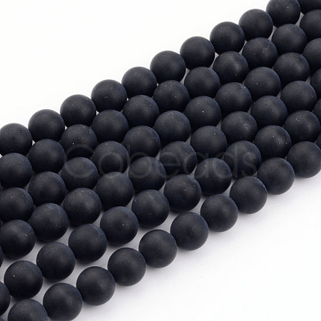 Dyed & Heated Natural Black Agate Bead Strands X-G-H056-10mm-1