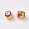 Alloy Enamel European Beads, Large Hole Beads, Evil Eye, Golden, Dark Red, 5.5x5.5~7mm, Hole: 1mm