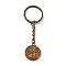 Iron Split Keychains, with Alloy Pendants, Tree of Life Charms,, Red Copper, 7.3cm.