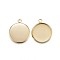 Ion Plating(IP) 304 Stainless Steel Pendant Cabochon Settings, Plain Edge Bezel Cups, Flat Round, Golden, Tray: 14mm, 19x16x2mm, Hole: 2mm