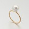 Brass Acrylic Pearl Finger Rings for Wedding Jewelry, Rose Gold, 16mm