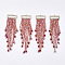 Tassel Big Pendants, with Glass Beads, Crystal Rhinestone and Golden Plated Brass Findings, FireBrick, 85~97x24mm, Hole: 1.2mm