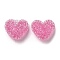 Resin Beads, with Rhinestone, Drusy Heart, Hot Pink, 17x19x10.5mm, Hole: 1.6mm