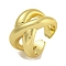 Brass Cuff Rings for Women, Cadmium Free & Lead Free, Real 18K Gold Plated, Inner Diameter: 17mm