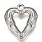 Non-Tarnish 304 Stainless Steel Pendants, Heart with Wing, Stainless Steel Color, 21.5x20x3.5mm, Hole: 2mm