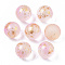 Transparent Spray Painted Frosted Glass Beads, with Golden Foil, No Hole/Undrilled, Round, Pink, 10mm