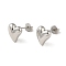 Anti-Tarnish 925 Sterling Silver Stud Earrings for Women, Heatr, Platinum, 8.5x7.5mm