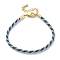 Polyester Cord Braided Bracelet Makings, with Stainless Steel Claw Lobster Clasps, Brass Findings, Long-Lasting Plated, Dodger Blue, 7-3/8 inch(18.8cm)