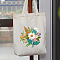 DIY Flower Pattern Tote Bag Embroidery Kit, including Embroidery Needles & Thread, Cotton Fabric, Plastic Embroidery Hoop, White, 390x340mm