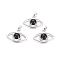 Natural Dyed & Heated Black Agate Pendants, with Platinum Tone Brass Findings and Crystal Rhinestone, Eye, 21.5x33.3x7.5mm, Hole: 7x5mm