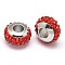 Rondelle 304 Stainless Steel Polymer Clay Rhinestone European Beads, with Double Side Platinum Color Core, Stainless Steel Color, Hyacinth, 10x6mm, Hole: 4mm