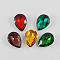 Glass Point Back Rhinestone, Back Plated, Faceted, teardrop, Mixed Color, 25x18x8mm