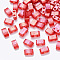 2-Hole Baking Painted Transparent Glass Seed Beads, AB Color Plated, Rectangle, Red, 4.5~5.5x2x2~2.5mm, Hole: 0.5~0.8mm, about 250pcs/10g