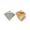 Alloy Enamel Pandants,  Lead Free & Cadmium Free, Light Gold, Diamond Charm, Aqua, 16x16x5.5mm, Hole: 1.4mm