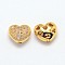 Brass Micro Pave Cubic Zirconia Hollow Beads, Cadmium Free & Nickel Free & Lead Free, Heart, Real 18K Gold Plated, 8x9x5mm, Hole: 1mm