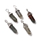 Natural Bloodstone Pointed Pendants, Faceted, with Platinum Tone Brass Findings, Lead free & Cadmium Free, Bullet, 27~30x9~10x7~8mm, Hole: 4x3mm