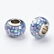 304 Stainless Steel Resin European Beads, with Shell and Enamel, Rondelle, Large Hole Beads, Cornflower Blue, 12x8mm, Hole: 5mm