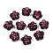 Handmade Silver Foil Glass Lampwork Beads, Flower, Dark Red, 14~14.5x14.5~15x8~9mm, Hole: 1.4~1.6mm