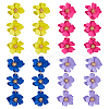 4 Pairs 4 Colors Alloy Flower Dangle Stud Earrings for Women EJEW-FI0002-99-8