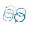 5Pcs 5 Style Evil Eye Lampwork & Synthetic Turquoise & Natural Pearl  Beaded Stretch Bracelets Set BJEW-JB09708-4