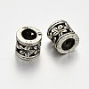 Tibetan Style Alloy Hollow Column with Flower Large Hole European Beads PALLOY-E381-03AS-NR-2