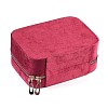 Italian Velvet Double Layers Jewelry Set Storage Zipper Boxes with Mirror Inside CON-G023-09E-2