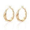 Twist Brass Hoop Earrings EJEW-T047-100G-1