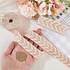 3 Yards Polyester Leaf Jacquard Ribbons SRIB-WH20020-020E-3